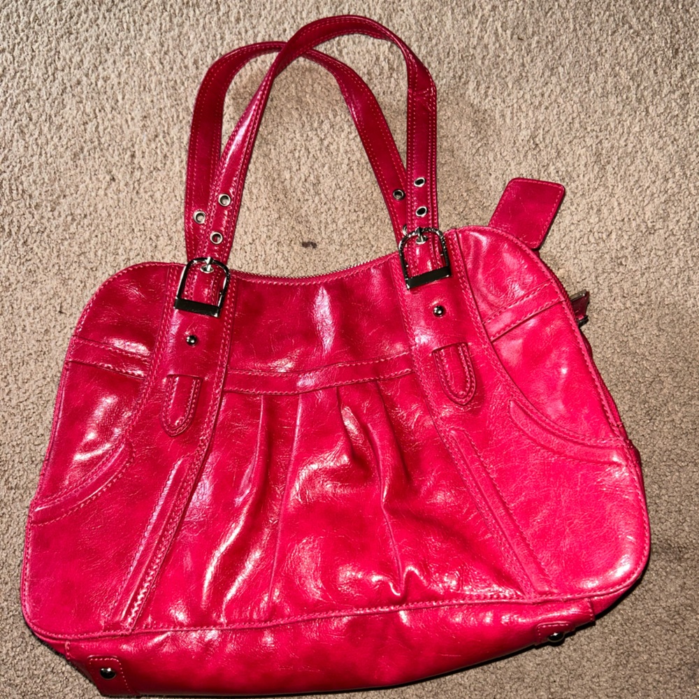 Maxx New York Pink Shoulder Bag with Glossy Finish